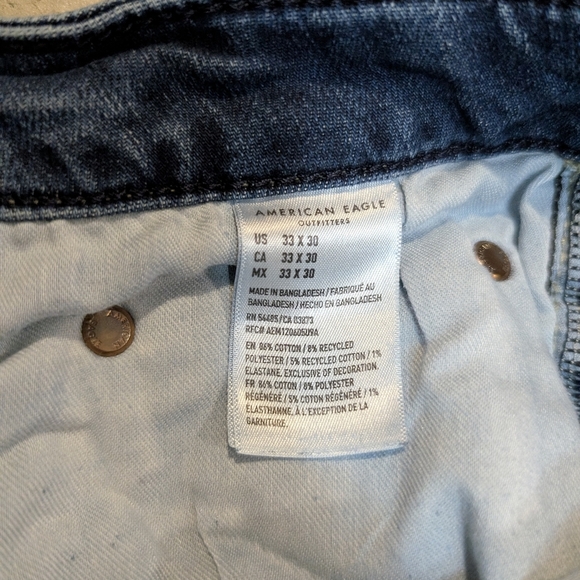 American Eagle Men's 33x30 (32x28.5) Jeans Slim Straight Denim Blue - Picture 6 of 8